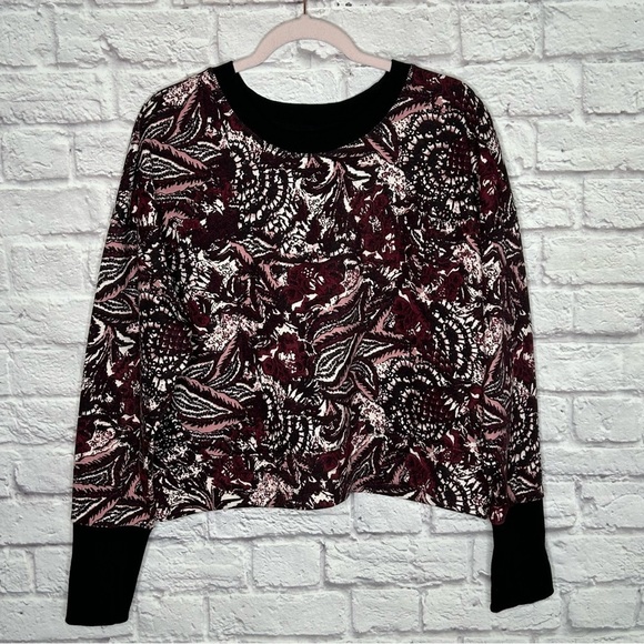 Joie Caliegh Cranberry Paisley Floral Semi Cropped Sweatshirt - Picture 7 of 14